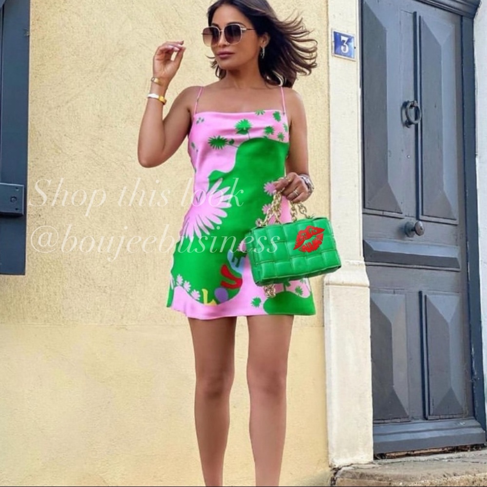 ZARA BNWT Pink Satin Effect Floral Print Mini Dress - Picture 5 of 10